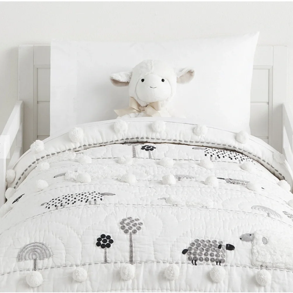 POTTERY BARN BABY TODDLER SHELBY SHEEP QUILT NWT - Picture 1 of 5